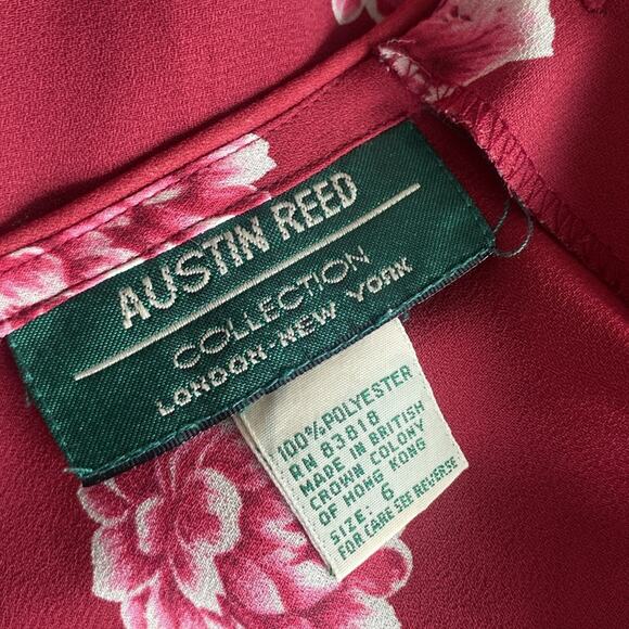 VINTAGE AUSTIN REED Button Back Blouse Womens Sz 6 Pink Floral Coquette - Picture 7 of 7